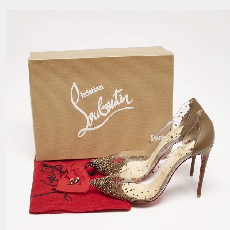 Pre Owned Christian Louboutin Transparent PVC and Leather Degrastrass Pumps Size 40