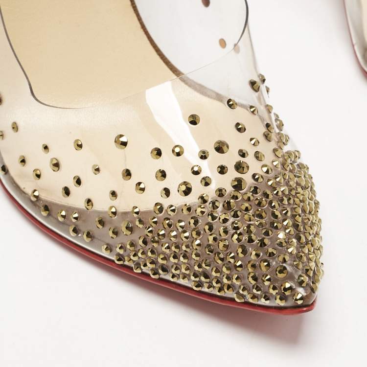 Pre Owned Christian Louboutin Transparent PVC and Leather Degrastrass Pumps Size 40