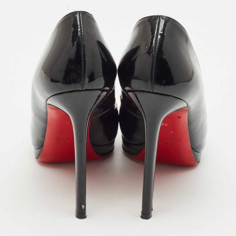 Pre Owned Christian Louboutin Black Patent Leather Pigalle Plato Pointed Toe Pumps Size 38
