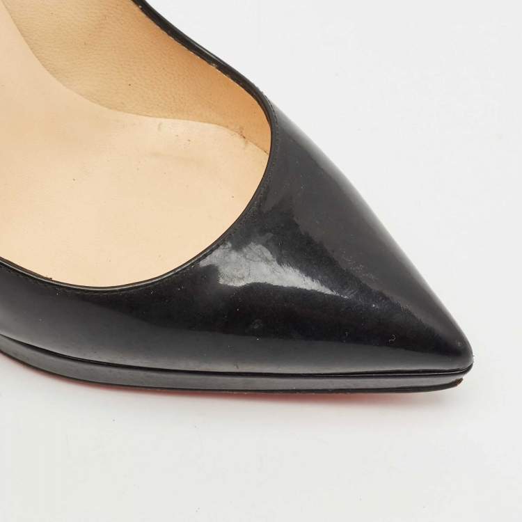 Pre Owned Christian Louboutin Black Patent Leather Pigalle Plato Pointed Toe Pumps Size 38