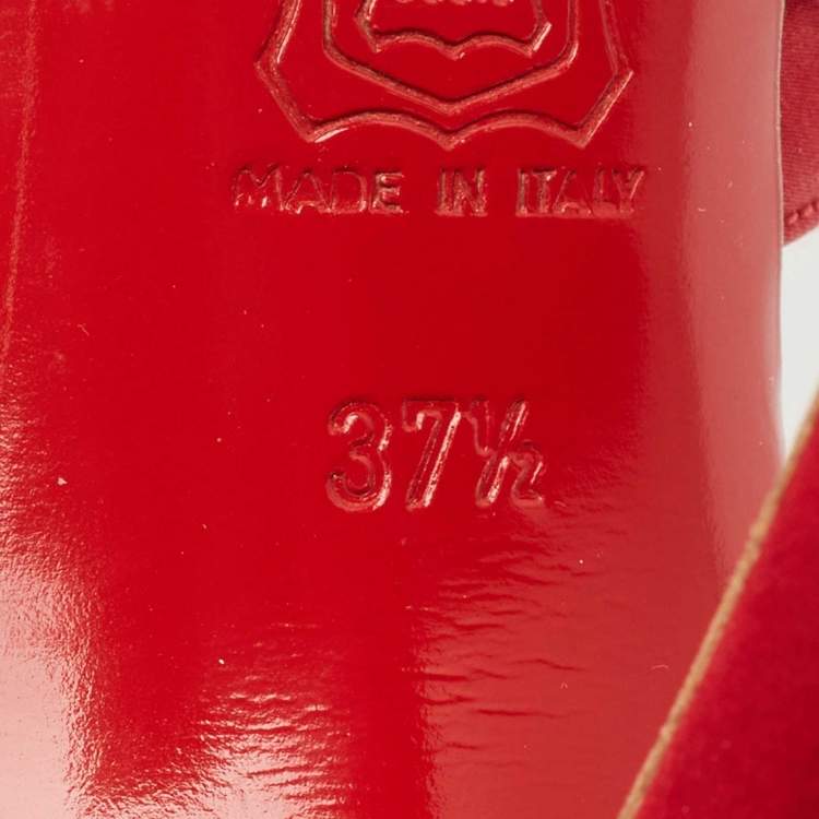 Pre Owned Christian Louboutin Red Satin Drapinight Pumps Size 37.5