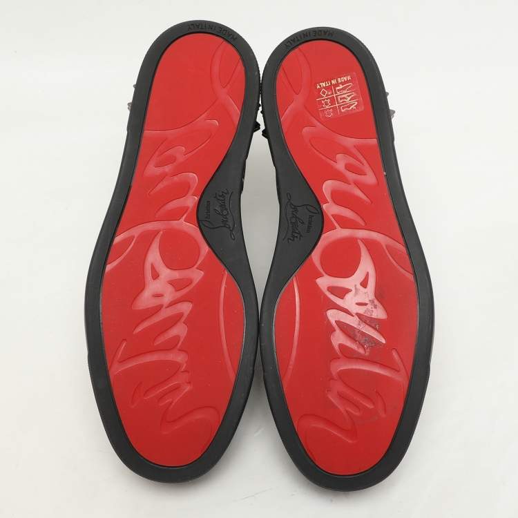 Pre Owned Christian Louboutin Black Glitter Vieira 2 Low Top Sneakers Size 37