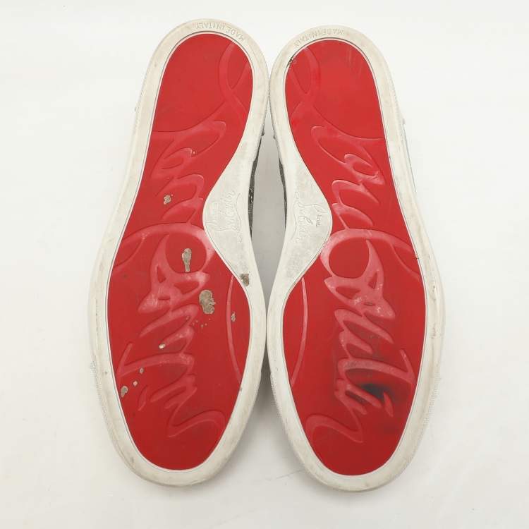 Pre Owned Christian Louboutin Multicolor Iridescent Glitter and Leather Vieira Spike Orlato Low Top Sneakers Size 37.5