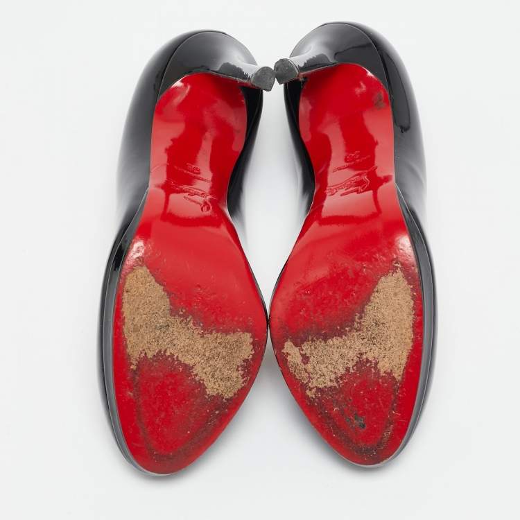 Pre Owned Christian Louboutin Black Patent Leather Filo Pumps Size 36
