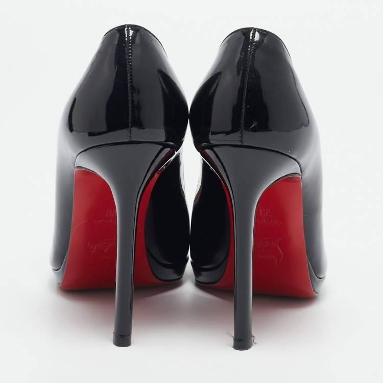 Pre Owned Christian Louboutin Black Patent Leather Filo Pumps Size 36
