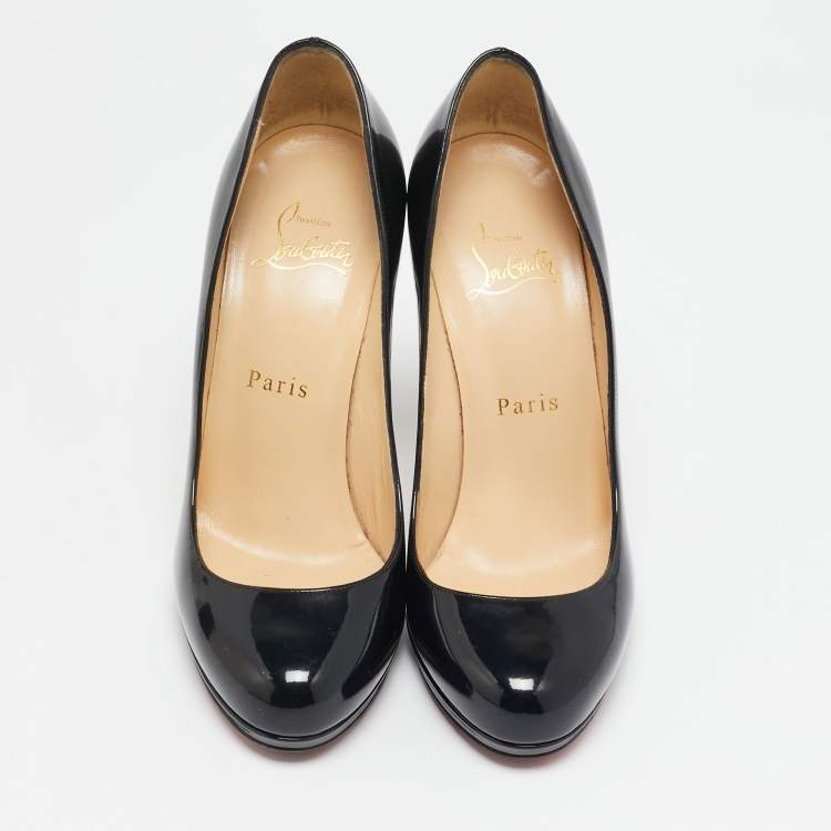 Pre Owned Christian Louboutin Black Patent Leather Filo Pumps Size 36