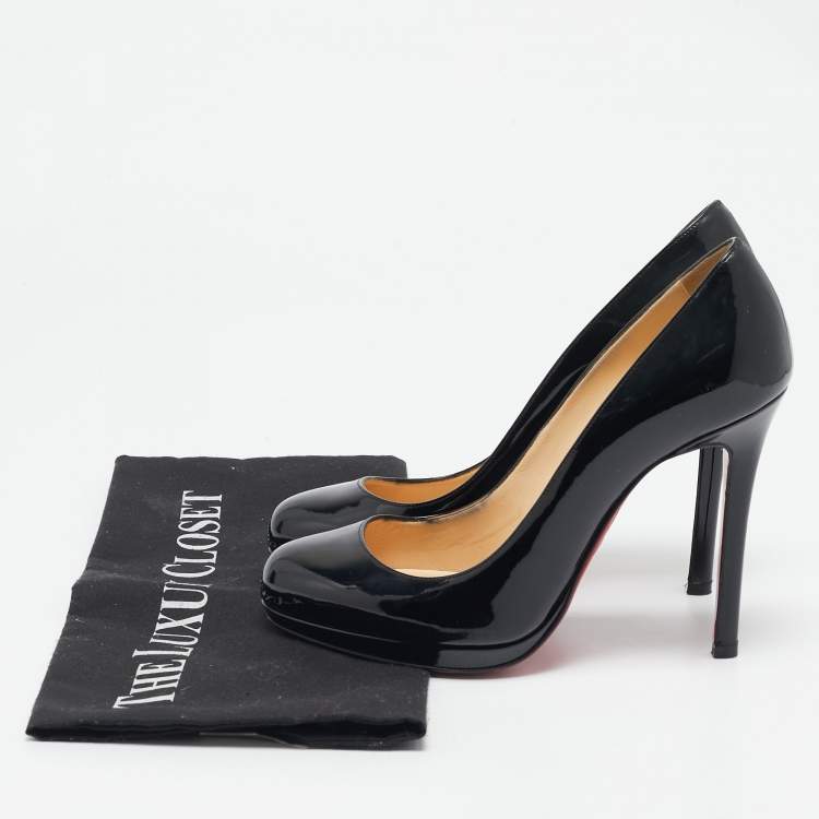Pre Owned Christian Louboutin Black Patent Leather Filo Pumps Size 36