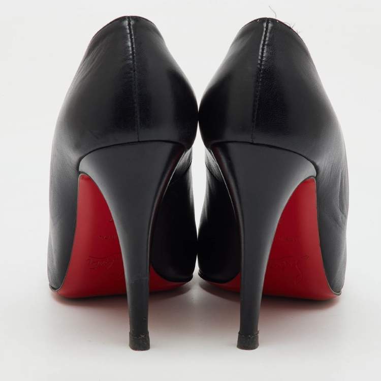 Pre Owned Christian Louboutin Black Leather Ron Ron Pumps Size 37