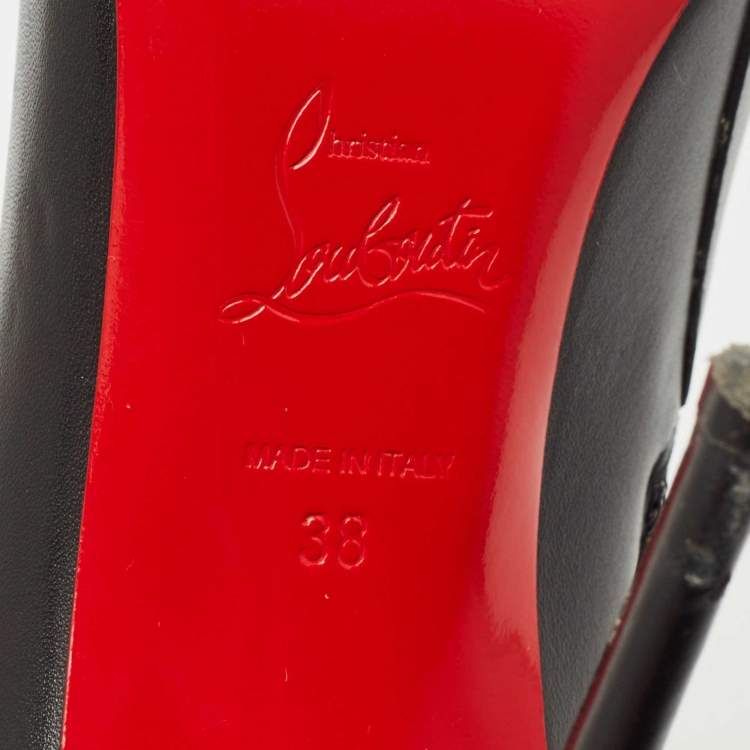 Pre Owned Christian Louboutin Black Leather Calamijane Pointed Toe Ankle Length Boots Size 38