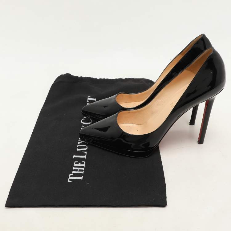 Pre Owned Christian Louboutin Black Patent Leather Pigalle Plato Pumps Size 39.5