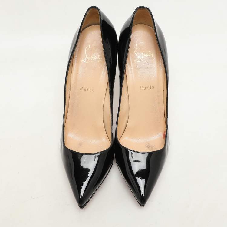 Pre Owned Christian Louboutin Black Patent Leather Pigalle Plato Pumps Size 39.5