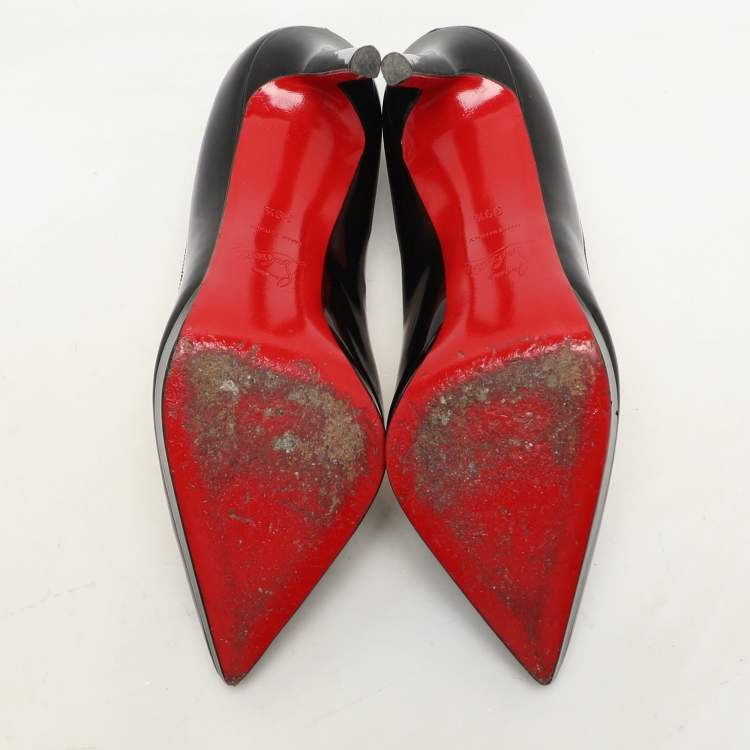 Pre Owned Christian Louboutin Black Patent Leather Pigalle Plato Pumps Size 39.5