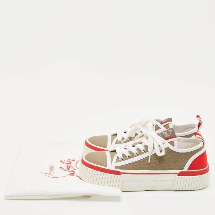 Pre Owned Christian Louboutin Multicolor Canvas Pedro Sneakers Size 38.5