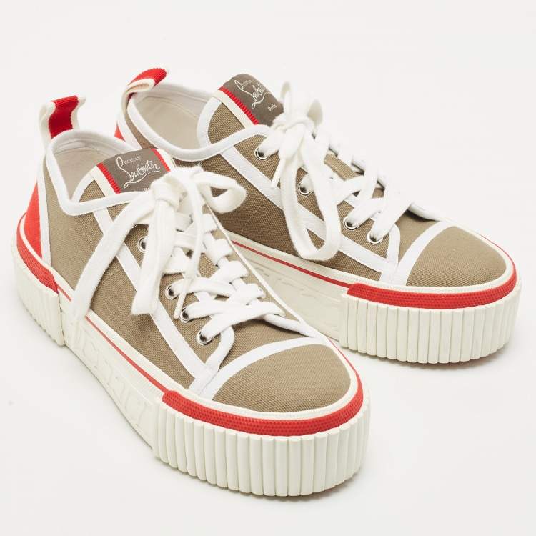 Pre Owned Christian Louboutin Multicolor Canvas Pedro Sneakers Size 38.5