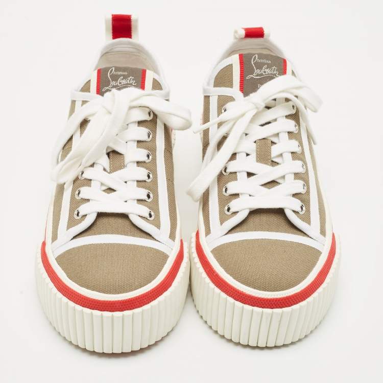 Pre Owned Christian Louboutin Multicolor Canvas Pedro Sneakers Size 38.5