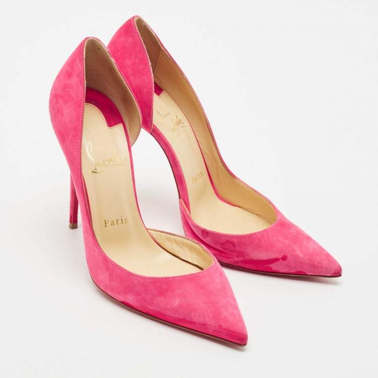 Pre Owned Christian Louboutin Pink Suede Iriza D'orsay Pumps Size 38