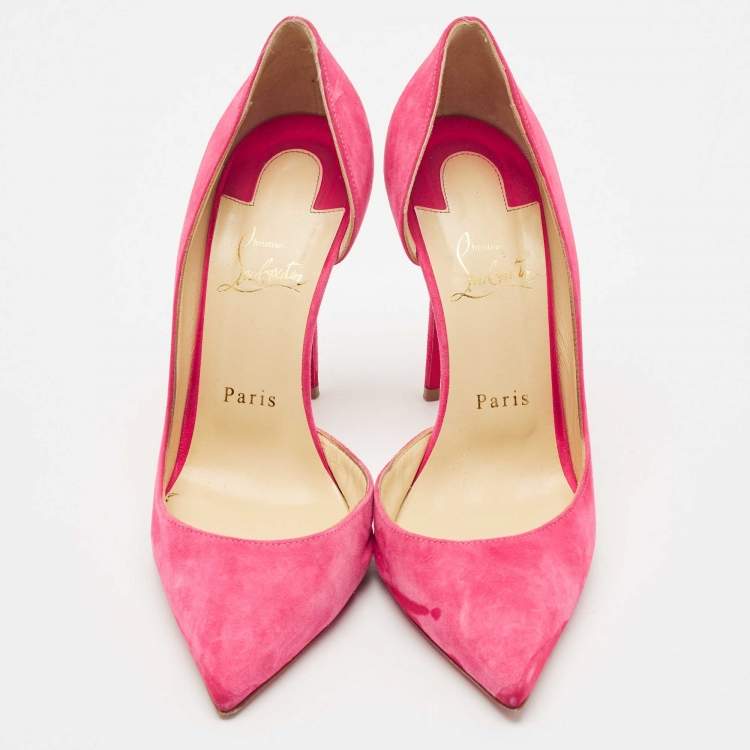Pre Owned Christian Louboutin Pink Suede Iriza D'orsay Pumps Size 38