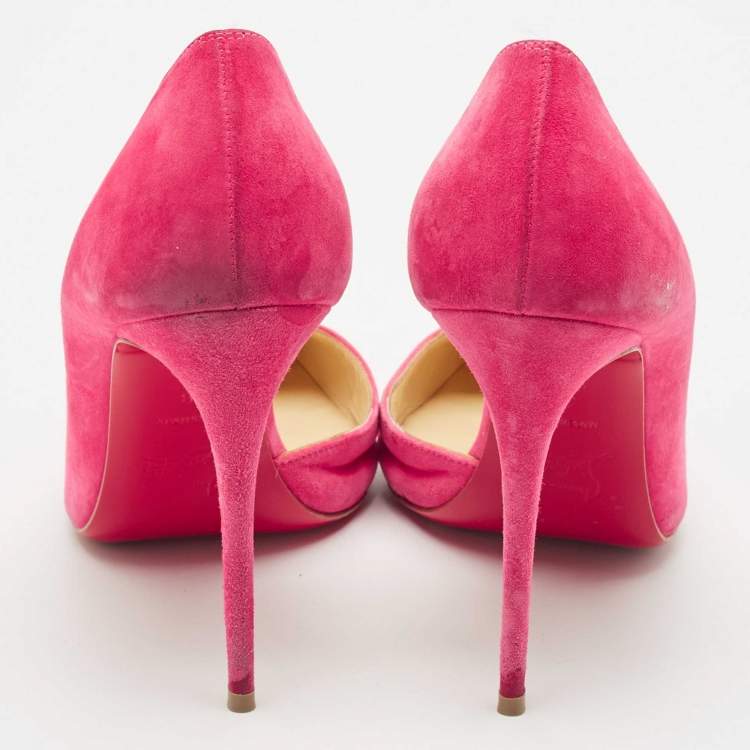 Pre Owned Christian Louboutin Pink Suede Iriza D'orsay Pumps Size 38