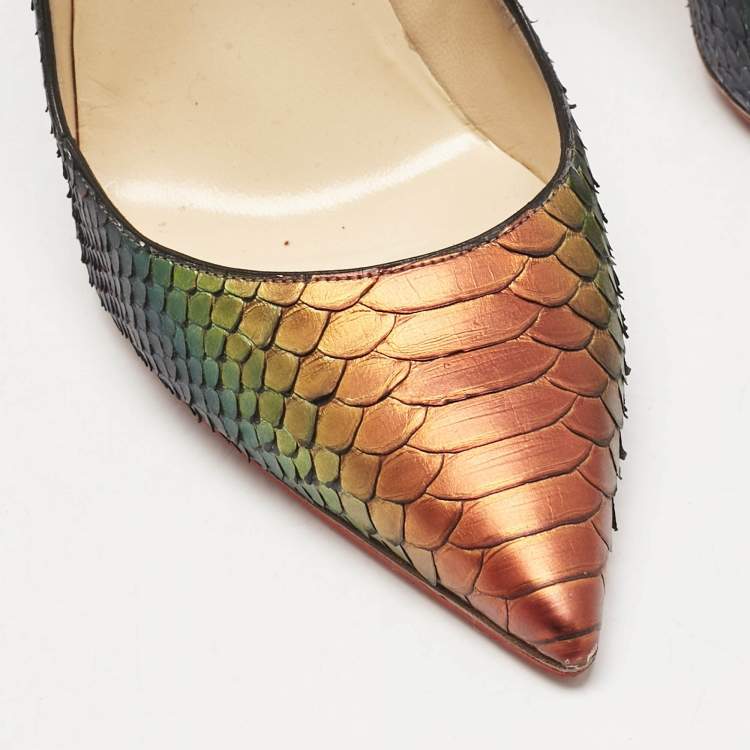 Pre Owned Christian Louboutin Multicolor Python So Kate Pumps Size 38