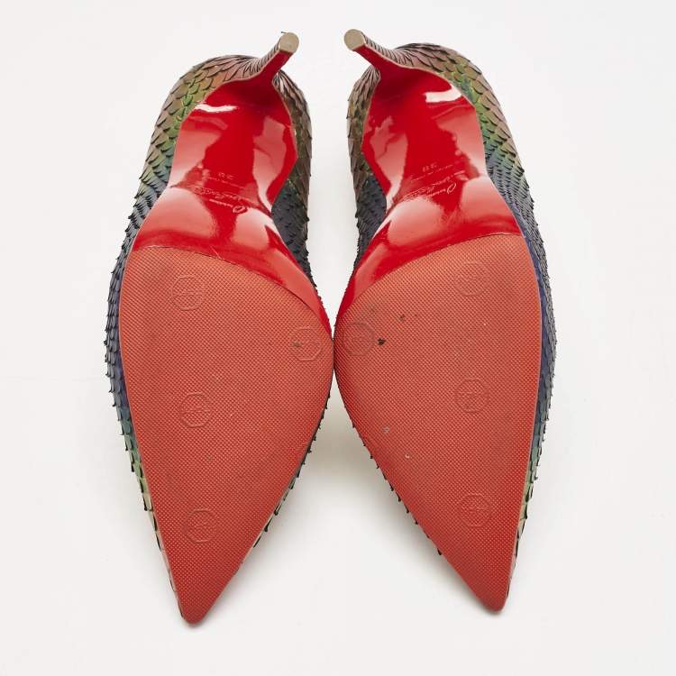 Pre Owned Christian Louboutin Multicolor Python So Kate Pumps Size 38