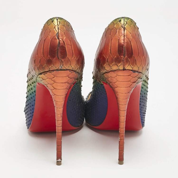Pre Owned Christian Louboutin Multicolor Python So Kate Pumps Size 38
