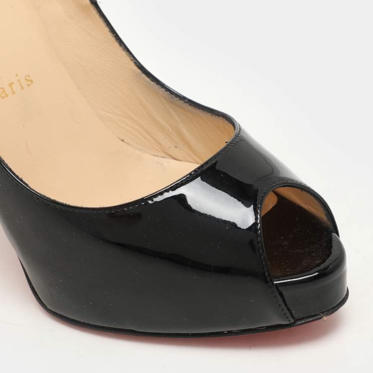 Pre Owned Christian Louboutin Black Patent Leather New Prive Pumps Size 38.5