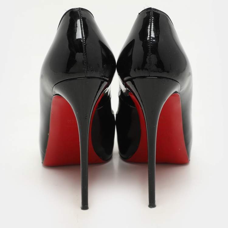 Pre Owned Christian Louboutin Black Patent Leather New Prive Pumps Size 38.5