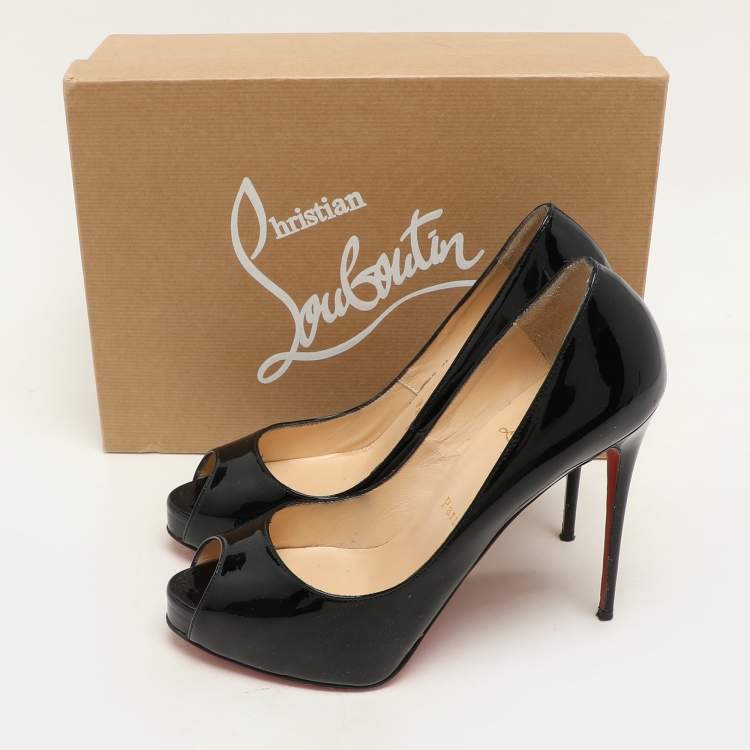 Pre Owned Christian Louboutin Black Patent Leather New Prive Pumps Size 38.5