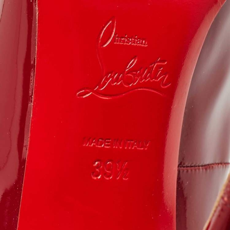 Pre Owned Christian Louboutin Burgundy Patent Leather Pointed Toe Pumps Size 39.5