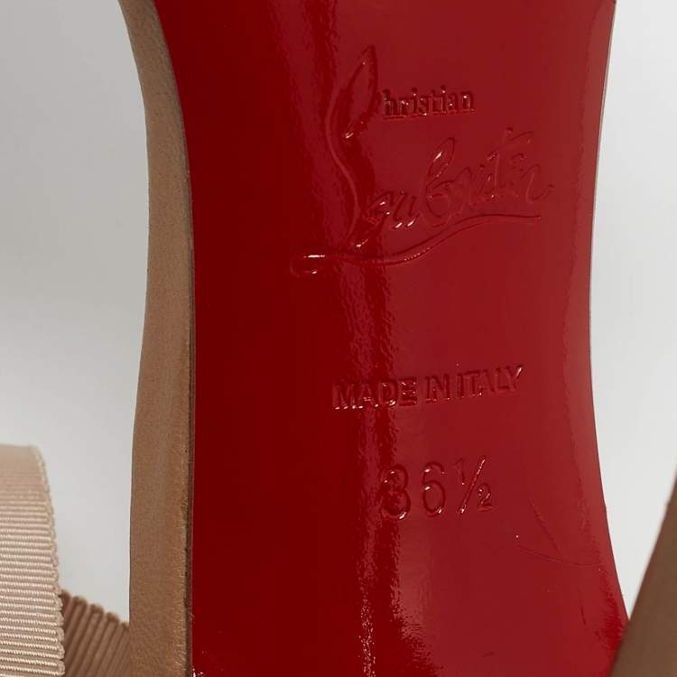 Pre Owned Christian Louboutin Beige Grosgrain and Leather Christeriva Sandals Size 36.5