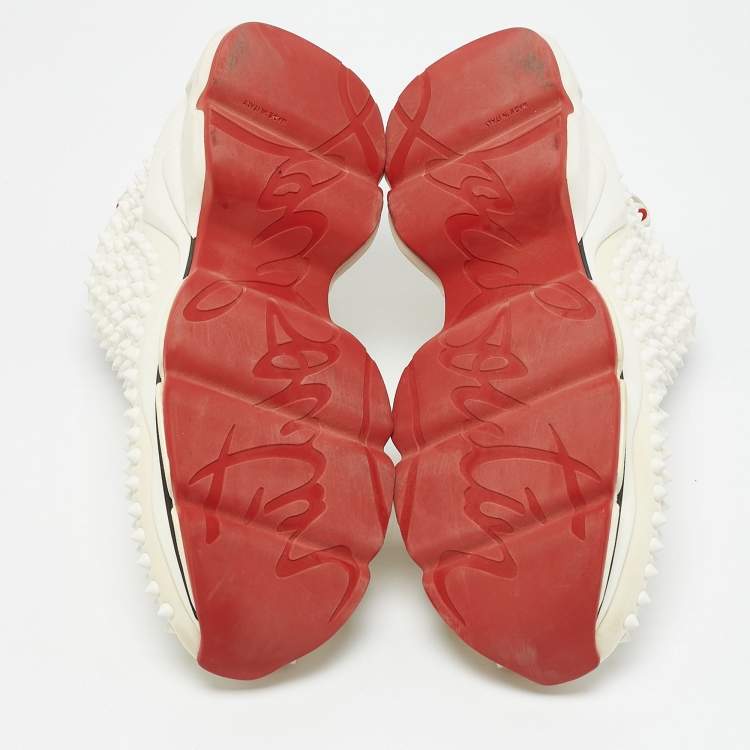 مملوكة مسبقًا Christian Louboutin White Fabric donna High Top Sneakers Size 41