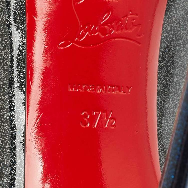 Pre Owned Christian Louboutin Blue/Red Ombre Patent Leather New Very Prive Pumps Size 37.5