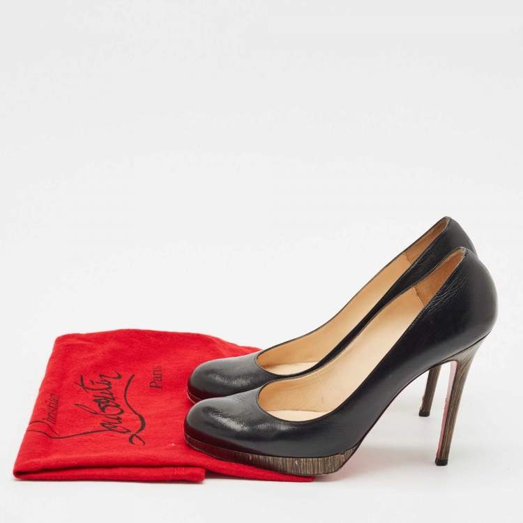 Pre Owned Christian Louboutin Black Leather Neofilo Platform Pumps Size 40
