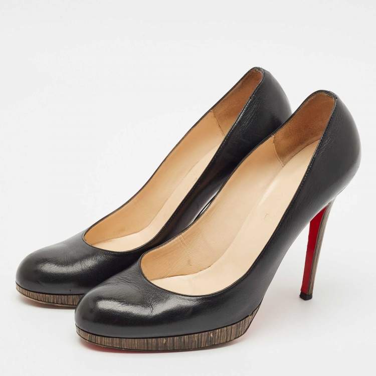 Pre Owned Christian Louboutin Black Leather Neofilo Platform Pumps Size 40