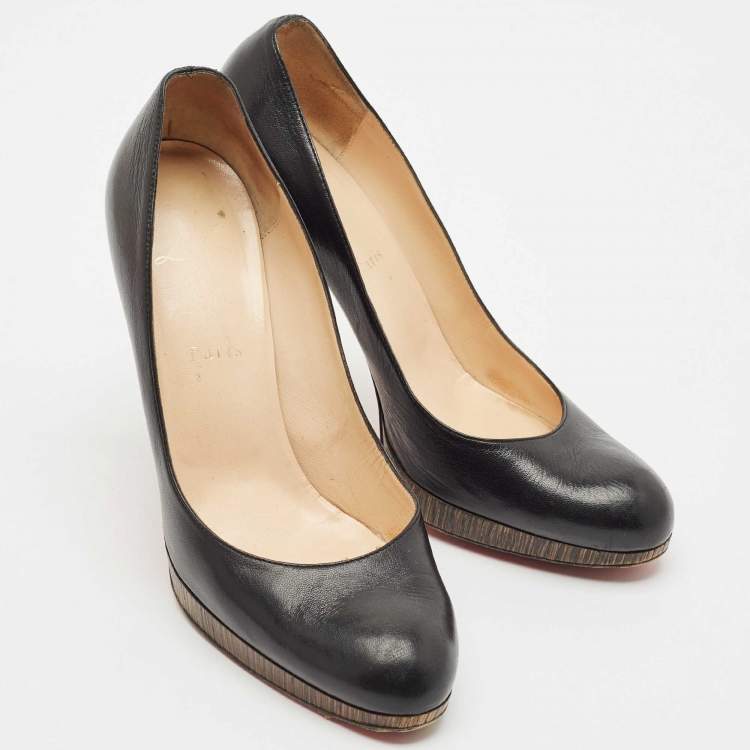 Pre Owned Christian Louboutin Black Leather Neofilo Platform Pumps Size 40