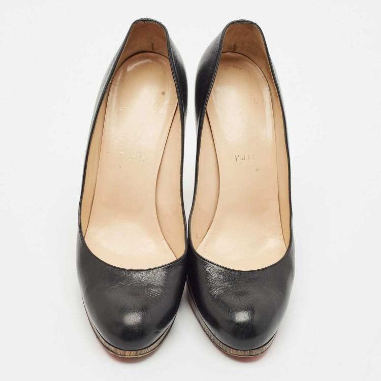 Pre Owned Christian Louboutin Black Leather Neofilo Platform Pumps Size 40