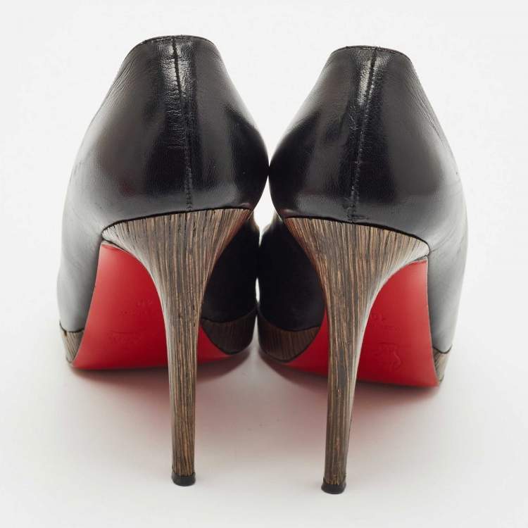 Pre Owned Christian Louboutin Black Leather Neofilo Platform Pumps Size 40