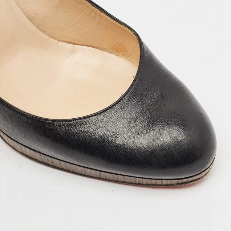 Pre Owned Christian Louboutin Black Leather Neofilo Platform Pumps Size 40