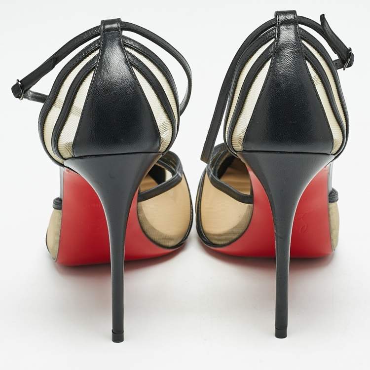 Pre Owned Christian Louboutin Black Leather Theodorella Pumps Size 38.5