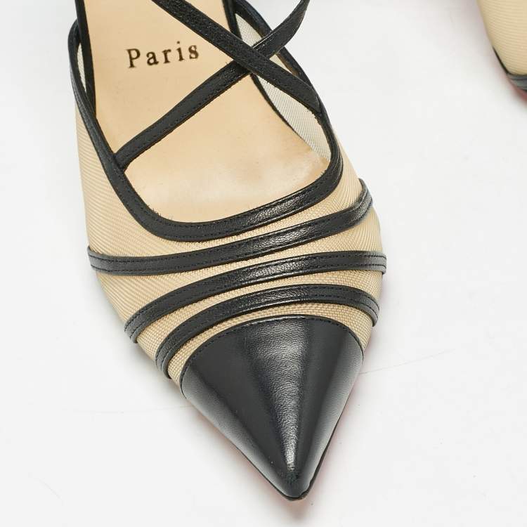 Pre Owned Christian Louboutin Black Leather Theodorella Pumps Size 38.5