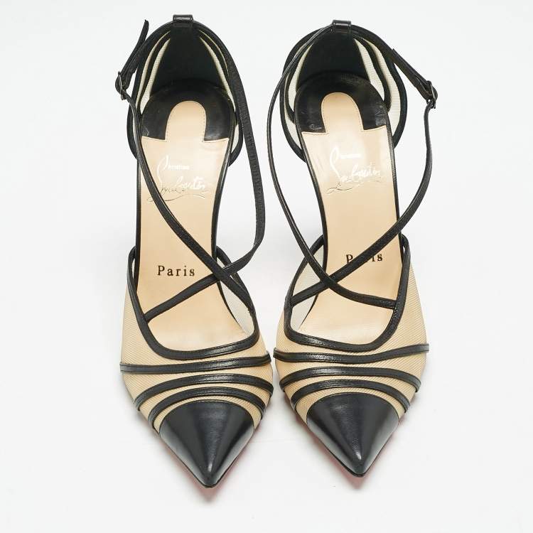 Pre Owned Christian Louboutin Black Leather Theodorella Pumps Size 38.5