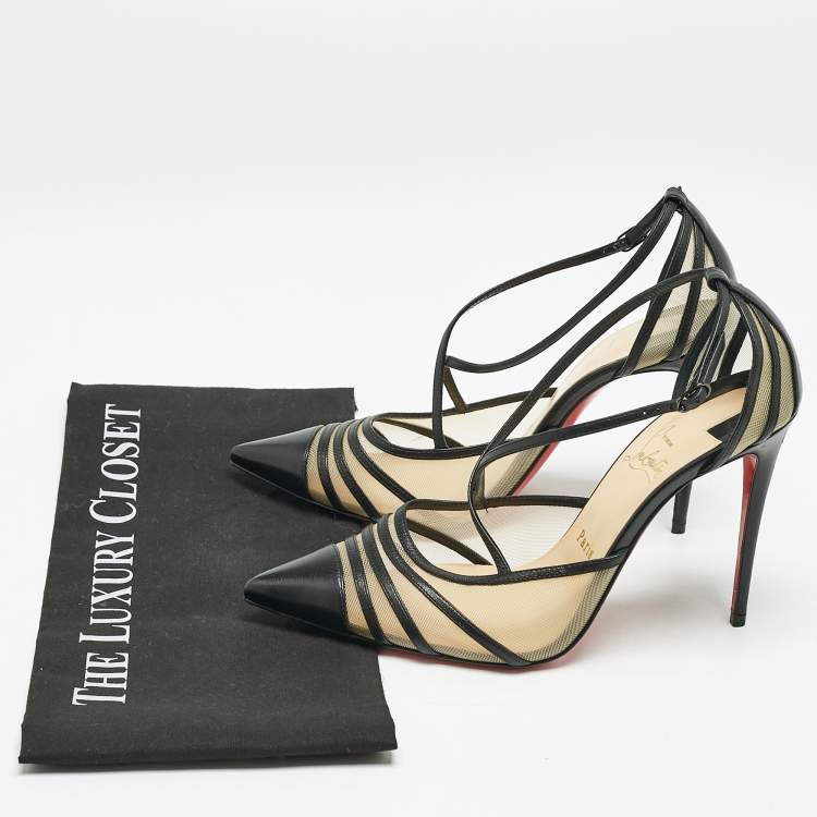 Pre Owned Christian Louboutin Black Leather Theodorella Pumps Size 38.5