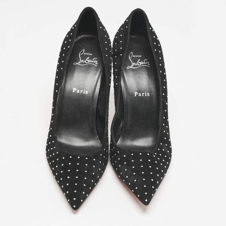 Pre Owned Christian Louboutin Black Suede Pigalle Follies Pumps Size 39.5