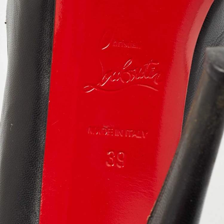 Pre Owned Christian Louboutin Black Leather Very Prive Pumps Size 39