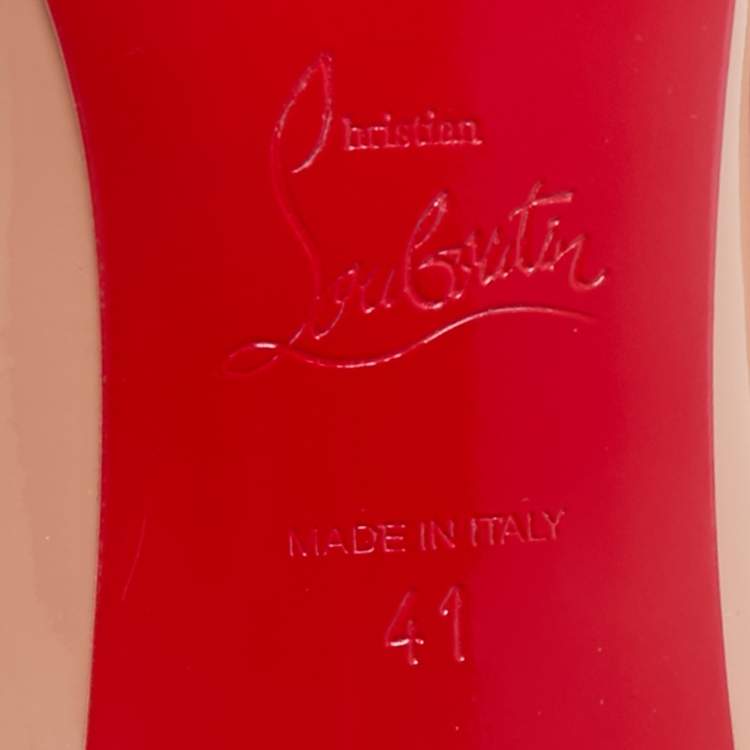 Pre Owned Christian Louboutin Beige Patent Leather Kate Pumps Size 41