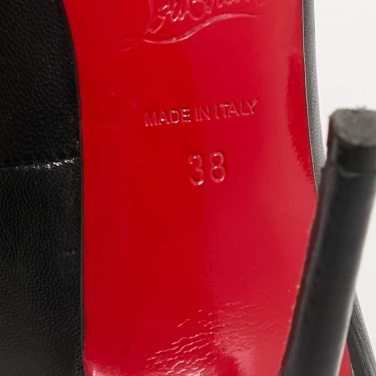 Pre Owned Christian Louboutin Black Leather Door Knock Studded Pumps Size 38