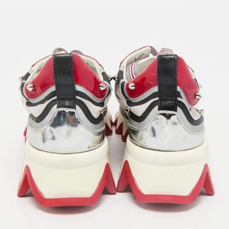Pre Owned Christian Louboutin Tri-Color Leather and Net Sharkina Sneakers Size 36