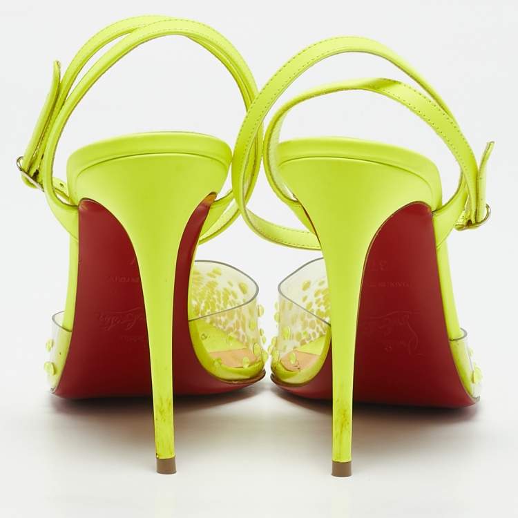 Pre Owned Christian Louboutin Green PVC Spikaqueen Pumps Size 37