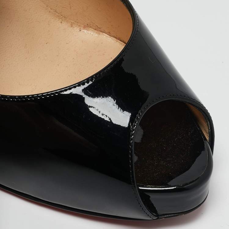 Pre Owned Christian Louboutin Black Patent Leather Very Prive Pumps Size 39