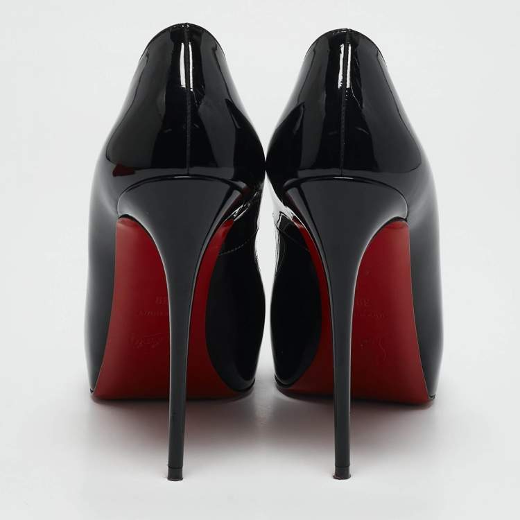 Pre Owned Christian Louboutin Black Patent Leather Very Prive Pumps Size 39